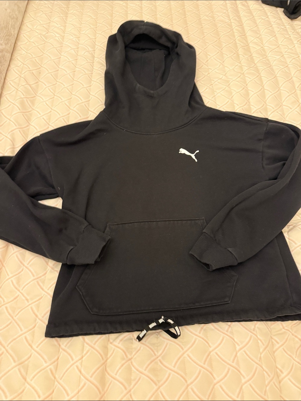 Puma Black Crewneck Hoodie with White Logo